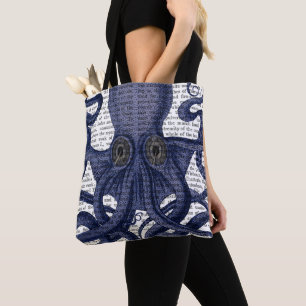 Bolso De Tela Octopus arriba-cerca