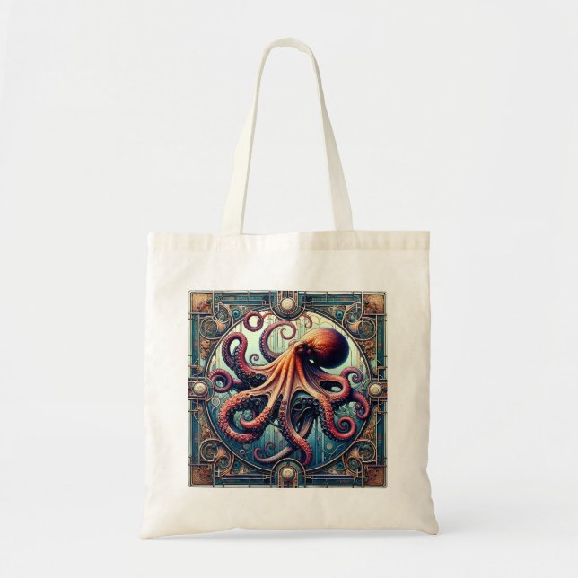 Bolso De Tela Octopus Art Deco (Frente)