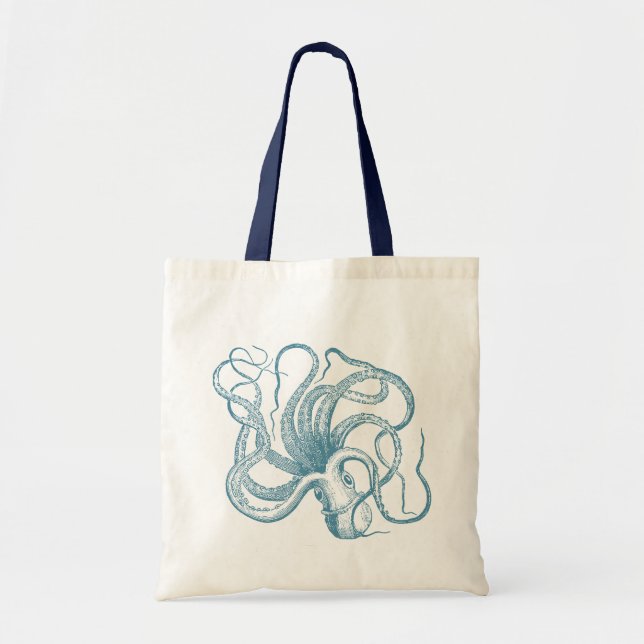 Bolso De Tela Octopus azul (Frente)