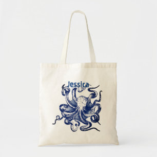 Bolso De Tela Octopus azul