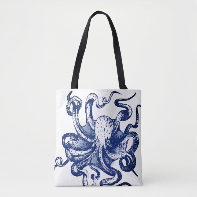 Bolso De Tela Octopus azul (Anverso)