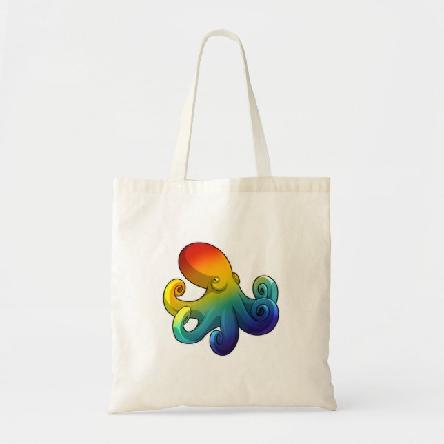 Bolso De Tela Octopus con arcoiris (Frente)