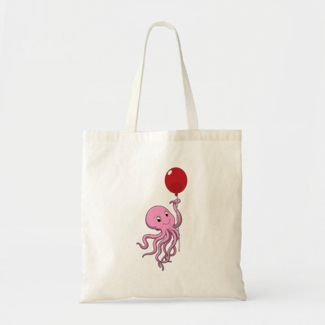 Bolso De Tela Octopus con globo (Frente)