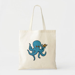 Bolso De Tela Octopus con libro