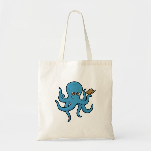 Bolso De Tela Octopus con libro (Frente)