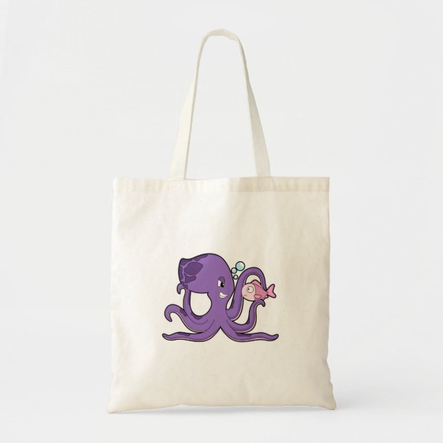 Bolso De Tela Octopus con pescado.PNG (Frente)