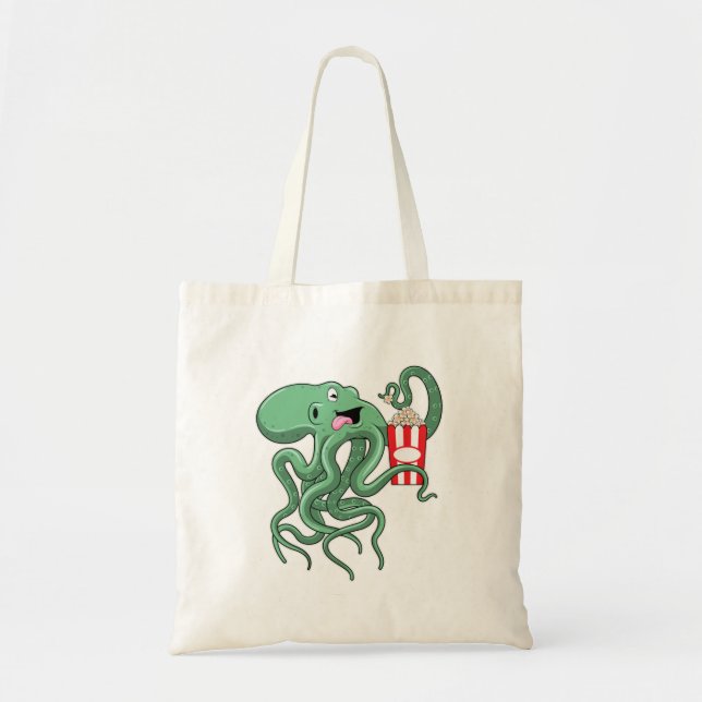 Bolso De Tela Octopus con popcorn (Frente)