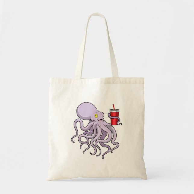 Bolso De Tela Octopus con tazón para beber (Frente)