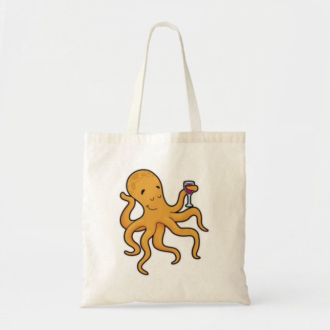 Bolso De Tela Octopus con vidrio de jugo (Frente)