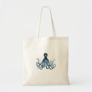 Bolso De Tela Octopus kraken playa marina costera océano azul