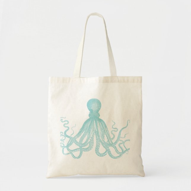 Bolso De Tela Octopus náutico vintage (Frente)