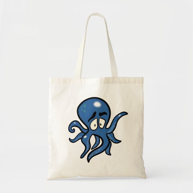 Bolso De Tela Octopus Personalizado azul (Frente)