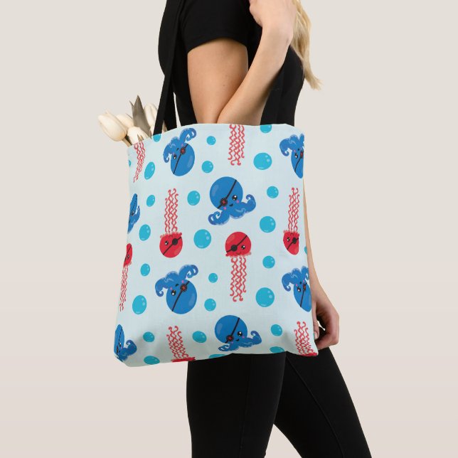 Bolso De Tela Octopus pirata, medusas piratas, animales marinos (Detalle)