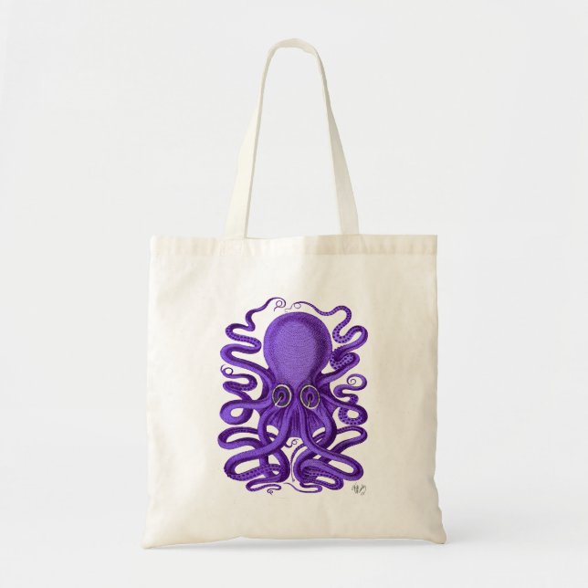 Bolso De Tela Octopus púrpura (Frente)
