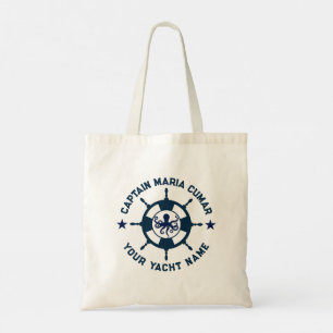 Bolso De Tela Octopus vintage de la rueda náutica azul blanco