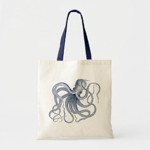 Bolso De Tela Octopus vintage de Steampunk azul