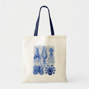 Bolso De Tela Octopus y azul calamar