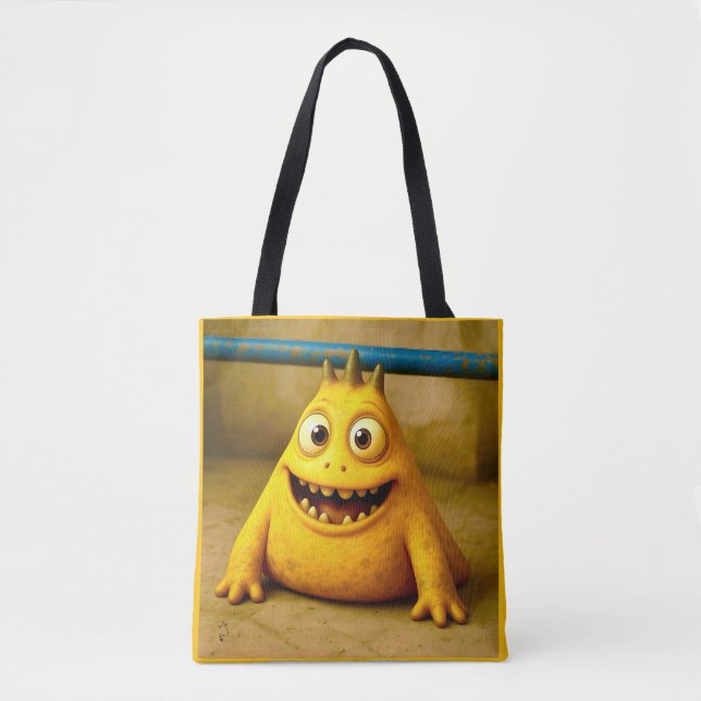 Bolso De Tela OddFriends - Feliz Poster de Monstruo Amarillo (Anverso)