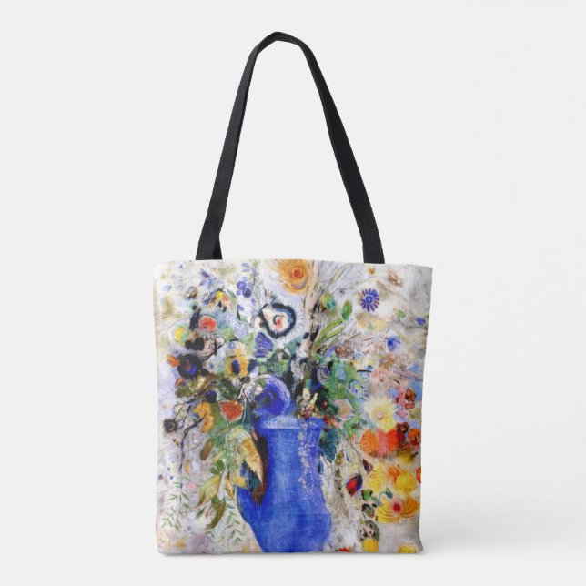 Bolso De Tela Odilon Redon - Bouquet grande en la maleta azul pa (Reverso)