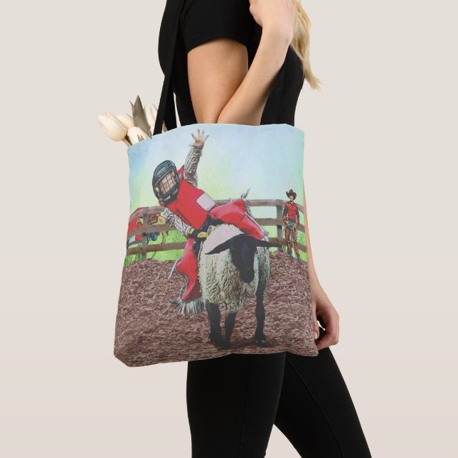 Bolso De Tela Oeste de Rodeo Cowgirl Mutton Busting (Detalle)
