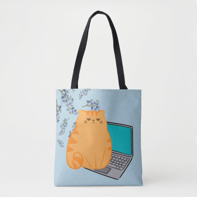 Bolso De Tela Office Cat (Anverso)
