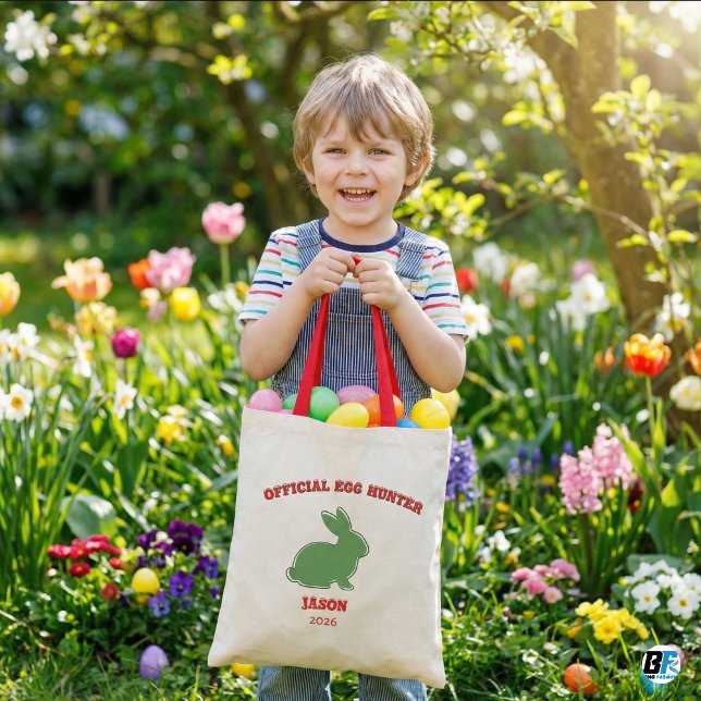 Bolso De Tela Official Egg Hunter Personalized Green Bunny Easte (Subido por el creador)