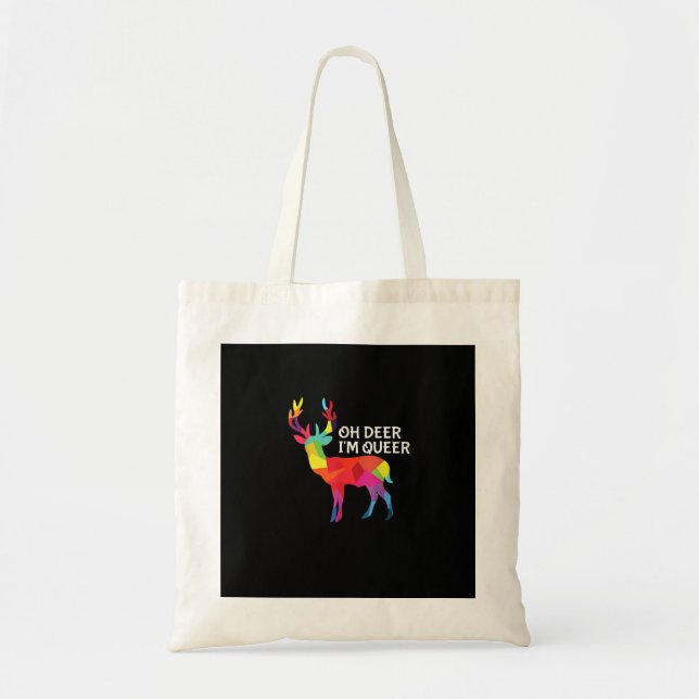 Bolso De Tela Oh Deer Queer Funny Pun LGBT Pride Design (Frente)