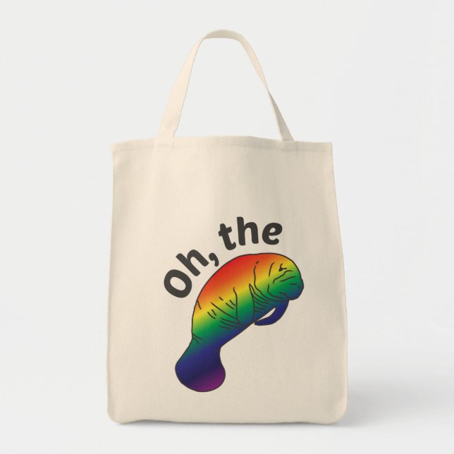 Bolso De Tela Oh, el Tote Hue Manatee Grocery (Frente)