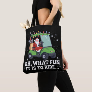 Bolso De Tela Oh, Qué Diversión Es Montar Santa Golf Navidad