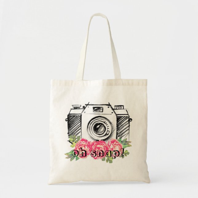 Bolso De Tela ¡Oh Snap! Peonies de acuarela (Frente)