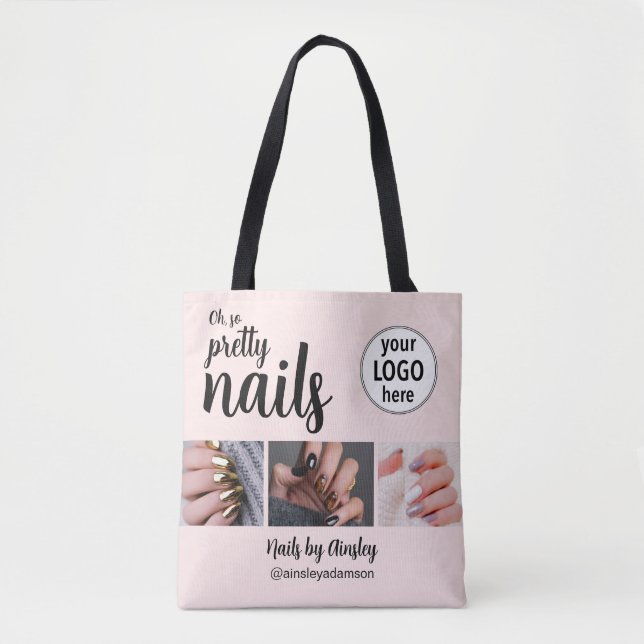 Bolso De Tela Oh So Pretty Nail Artist Pink Script Logo 3 Photo (Anverso)