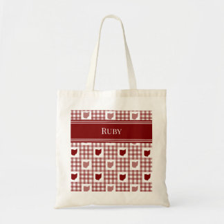 Bolso De Tela Ohio de cuadros rojos