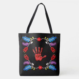 Bolso De Tela Ojibwe Floral Motif MMIW Black