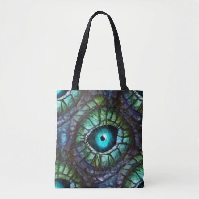 Bolso De Tela Ojo abstracto azul verde (Anverso)