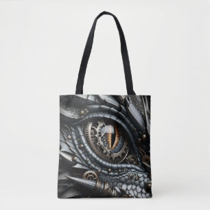 Bolso De Tela Ojo de dragón steampunk en primer plano Arte de IA