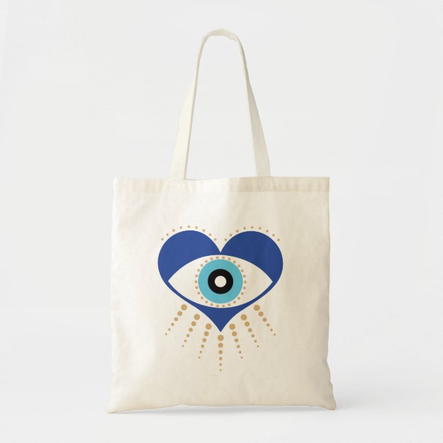 Bolso De Tela Ojo del mal del corazón griego (Frente)
