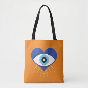 Bolso De Tela Ojo del mal del corazón griego