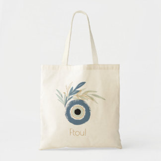 Bolso De Tela Ojo malvado abstracto azul con hojas