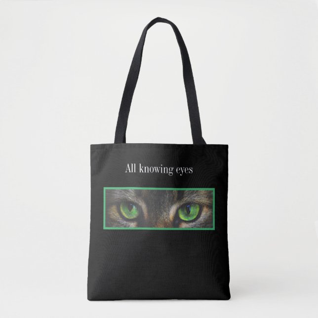 Bolso De Tela Ojos de gato cortos en negro (Anverso)