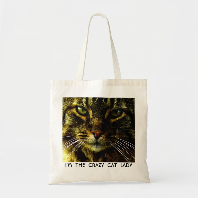 Bolso De Tela Ojos de gato hipnotizante de cara animal (Frente)