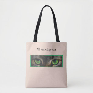 Bolso De Tela Ojos de gato lindos sobre beige