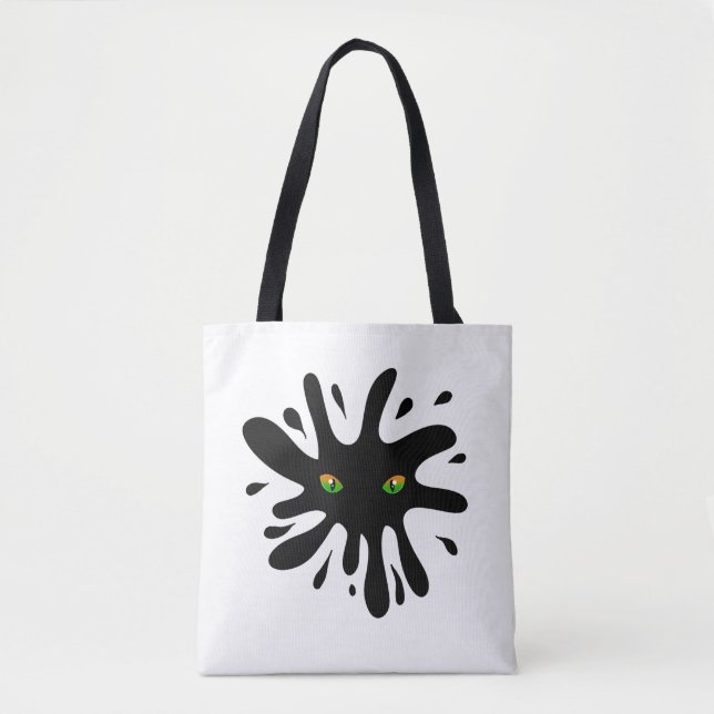 Bolso De Tela Ojos de gato mirando un negro (Anverso)