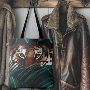 Bolso De Tela Ojos de Tigre de Jungla Verde Intensa Hojas Vida S