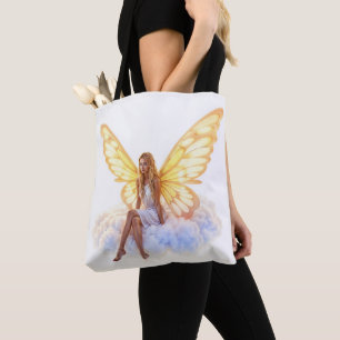 Bolso De Tela Ojos mágicos y azules hermosos alas doradas brilla
