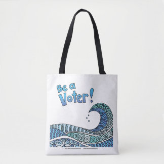 Bolso De Tela Ola Azul - Sé un Tote de votantes