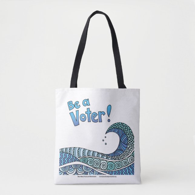 Bolso De Tela Ola Azul - Sé un Tote de votantes (Anverso)