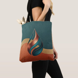 Bolso De Tela Ola de Lágrima Moderna Teal Cobre Oro