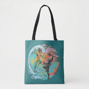Bolso De Tela Ola de marea de marea de manta negra