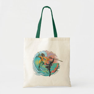 Bolso De Tela Ola de marea de marea de manta negra
