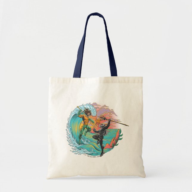 Bolso De Tela Ola de marea de marea de manta negra (Frente)